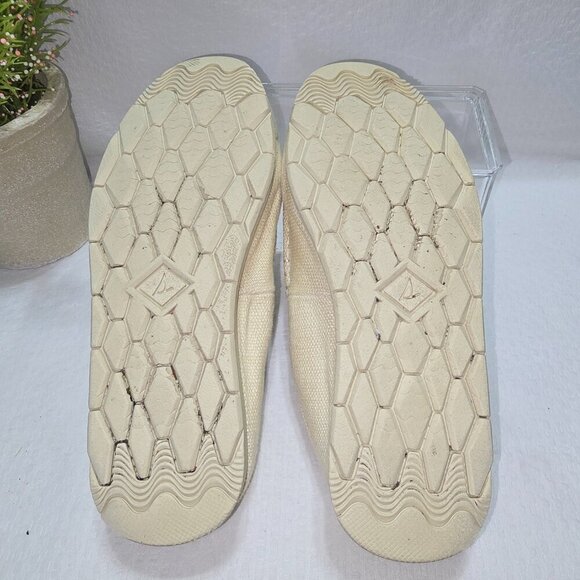 SPERRY SIZE 5.5 MOC-SIDER MULE CREAM HEMP CLOGS LOAFERS EUC - Picture 4 of 7